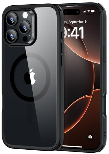 ESR for iPhone 16 Pro Max Case, Compatible with MagSafe, Shockproof Military-Grade Protection, Magnetic Phone Case for iPhone 16 Pro Max, Classic Hybrid Case (HaloLock), Clear Black