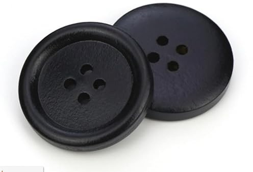 20 edle Holzknöpfe schwarz 20mm mit 4 Löchern a 2mm -runde Knöpfe aus Holz Vierlochknöpfe zum nähen annähen basteln, Jackenknöpfe