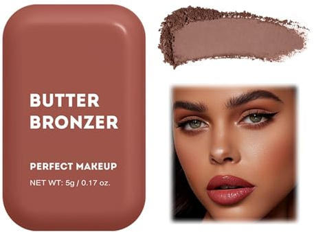 Buttermelt Powder Blush, Butter Bronzer, miscelazione senza cuciture, a lunga durata, resistente allo sbiadimento e al trasferimento (04, 5 g)