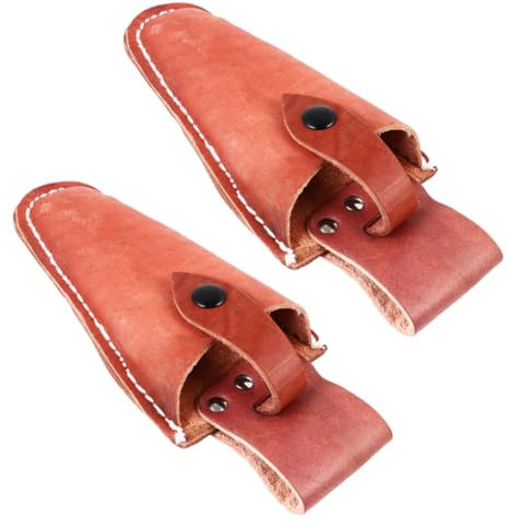 PHENOFICE Funda Para Tijeras De Podar De Jardín De Cuero Genuino, Protector De Punta, Herramienta Resistente y Práctica Para Uso Jardinería, Kit 2 Piezas Para Poda Segura y Cómoda