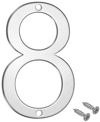 M METERXITY 1-Pack House Number, 2 Inch 304 Stainless Steel Mailbox Number Door Number Signage for Garden/Hotel/Mailbox/Address/Sign, House Number for Outside [Number 8, Silver]
