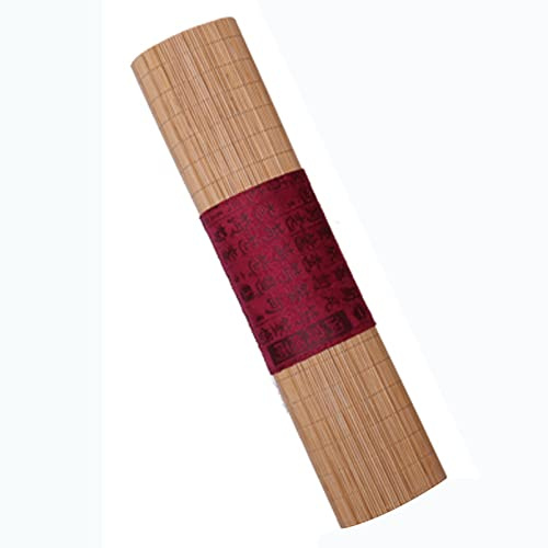 Camino de Mesa,Traves de Mesa en Bambu, Estera de bambú enrollable con borde de tela roja, manteles individuales lavables con aislamiento térmico de estilo japonés, fáciles de limpiar(30x300cm)