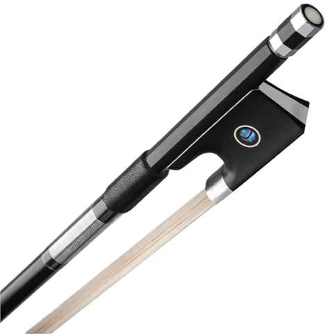 Professioneller Geigenbogen 4/4-1/16 Geigenbogen aus schwarzer Kohlefaser Ebenholzfrosch Neusilber-Rosshaar(1-8)