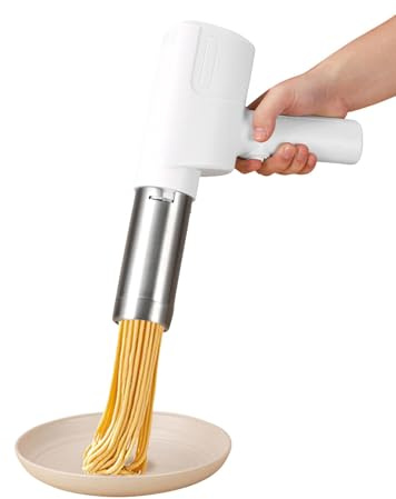 Macchina per la pasta a mano elettrica, macchina per pasta portatile senza fili con 5 stampi per pasta, Macchina per pasta ricaricabile, pasta per spaghetti, pasta sottile/larga