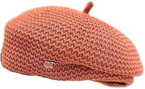 Niltracy Béret polyvalent pour femme - Petit printemps et été - En soie de lait - Respirant - Chapeau de peintre plissé en forme de citrouille, Orange, Taille unique