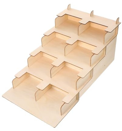 HOMSFOU 4étage Présentoir à Cartes Postales Présentoir De Table Bois Support De Table pour Cartes De Vœux Multifonction Porte-Cartes De Vœux Et Porte-Autocollants