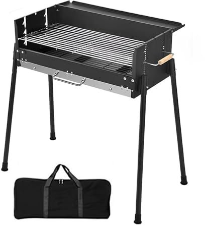 YTYTU Barbacoa De Carbón Parrilla Grande para Barbacoa con Manija, Estante De Almacenaje, Bolso De Mano, Parrilla Regulable 3 Altura para Jardín Exterior Acampada(with Handbag)