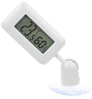FONDOTIN Thermomètre Pour Reptiles à Ventouse 360° Rotatif Appareil De Mesure Température Électronique Compact Blanc Pour Terrarium Domestique