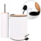Amig - Set Poubelle et Porte-brosse WC Naturline - Ø168 x 230 mm - Acier et Bambou - Couleur Blanche - Ensemble de Salle de Bain Compact et Coordonné - Idéal pour Espaces Modernes et Naturels