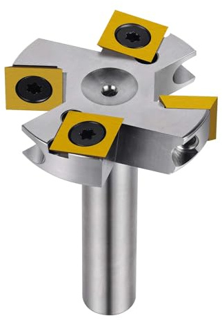 SpeTool Vernickelt Planfräser 12mm Schaft 45mm Schnittdurchmesser Planfräser für Oberfräse Flächenfräser mit ATS Beschichtung Wendeplatten 2+2 Flöten CNC Fräser holz Abflachfräser Oberflächenbit