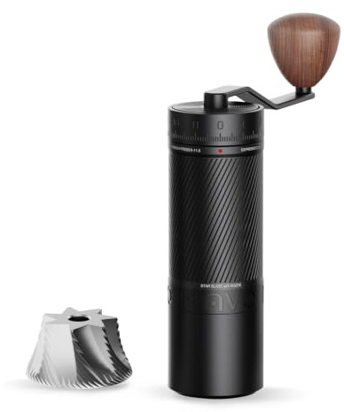 MAVO Manual Coffee Grinder, Phantox Pro Burr Coffee Grinder, Professional 45mm Stainless Steel Grinding Core, Capacity 30g, 120 Clicks Adjustment, Hand Grinder (Obsidian Black)