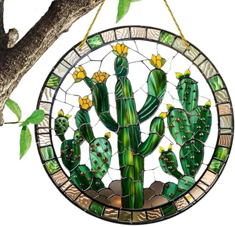 Cactus Sun -, acrilico casa, giardino, cortile, decorazione d'interni, regalo di ringraziamento di Natale, ornamento appeso per, ornamento decorativo macchiato,