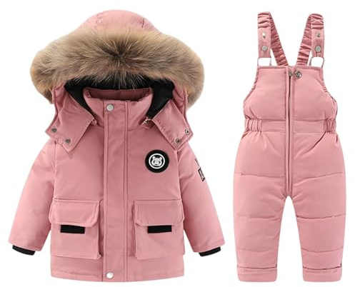 Générique Combinaison Ski GarçOn, Combinaison de Ski Garçon à Capuche Pantalon de Salopettes Et Pantalons Tenue Neige pour Fille Enfant Hiver 5-10 Ans