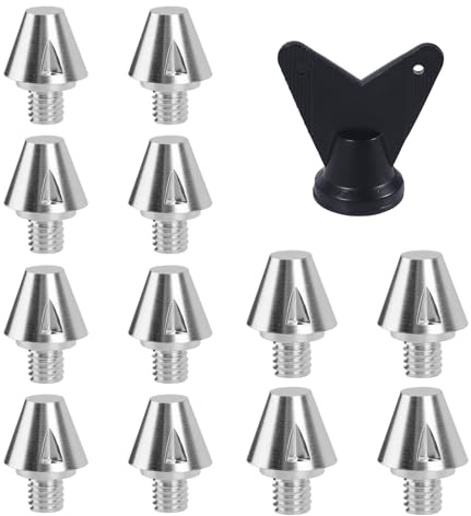 12pcs Football Boot Studs, 11mm/0.43in & 8mm/0.31in Metal Soccer Cleats Spikes with Nail Remover Screw-in Rugby Spikes for Firm Surfaces Outdoor Athletic Training