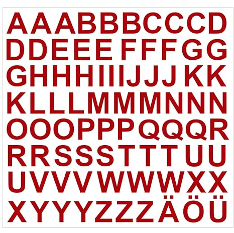 81 Klebebuchstaben MATT rot Höhe 3cm aus Folie wetterfest selbstklebend Buchstaben Aufkleber Sticker Klebebuchstabe Buchstabe Letter Großbuchstaben Großbuchstabe Beschriftung Modellbau