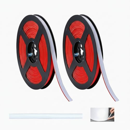 QIANSSE 2pcs Self Adhesive Waterproof Sealant Tape,8mm Wide 6m Long | White Caulk Strip Mildewproof Bath Kitchen Sealing Tape for Sink Countertop Bathtub Tile Edging Floor Corners