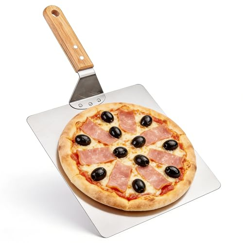 VEGOATY 30 cm pizzaspade aluminium: Trähandtag pizzaspade stor aluminium, professionell pizzaspade trähandtag, bakning och överföring, för bakning av handgjord pizza, bröd