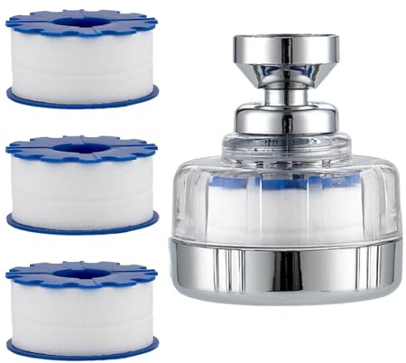 LUDHEP Filtro Acqua Rubinetto, filtro acqua a 360°, con 3 elementi filtranti, Filtro Calcare Rubinetto Cucina Girevole, Facile Installazione, per Casa, lavello, cucina, bagno, Lavandino
