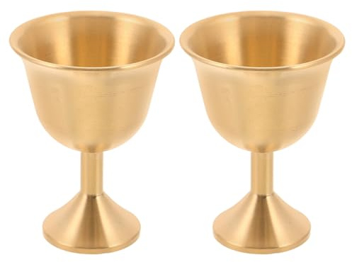 VALICLUD Calices de Communion en Laiton Doré Lot de 2 Gobelets Médiévaux pour Rituels Sacrés Banquets et Cérémonies Religieuses Verres à Pied Style Renaissance
