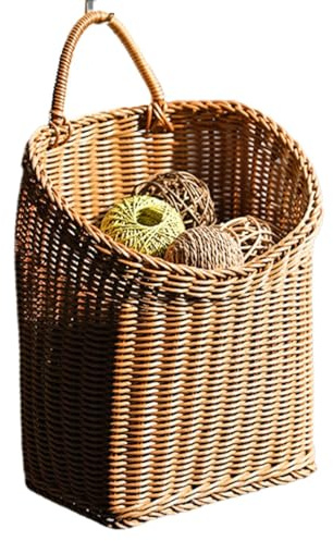 Geflochtene Wandkörbe | Landhausstil Blumenaufbewahrungsdekor,Geflochtener Rattan Dekowandkorb | für Innen & Außen, Küche, Kinderzimmer, Haustür, Zuhause