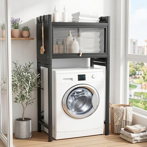Plasaig Scaffale sopra Lavatrice e WC a 2 Ripiani – Mobile Salvaspazio per Bagno e Lavanderia, er Lavatrice e Asciugatrice, Mobile da bagno, 70 x25x133.5cm