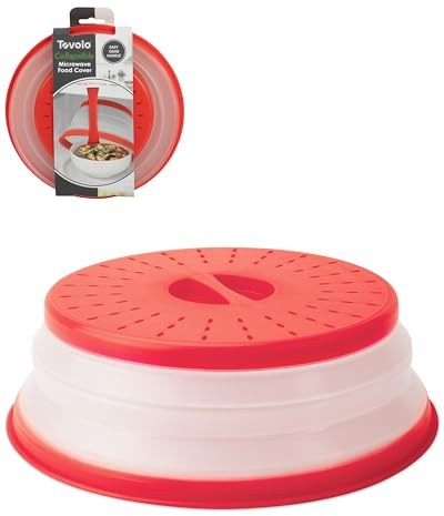 Tovolo Vented, Easy Grip, Collapsible Microwave Cover, 10.5 Inch, Red