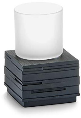 Zeller 18317 Bicchiere per Spazzolini Schiefer, Polyresin, Nero, 8.3x8.3x11.5 cm