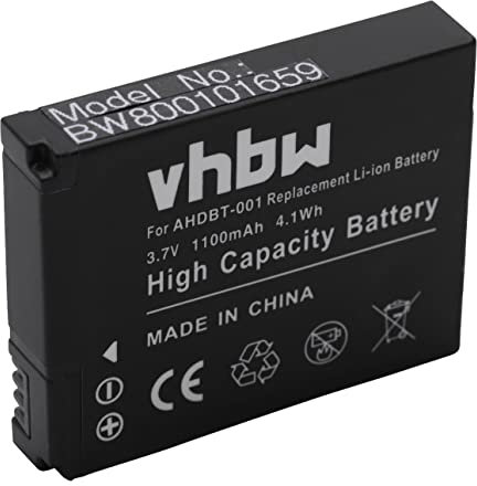 vhbw batteria compatibile con GoPro HD Hero 960, Helmet Hero, Motorsports Hero, Hero, Hero 2 videocamera camcorder (1100mAh, 3,7V, Li-Ion)