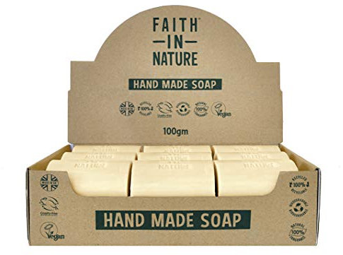 Faith In Nature Natural Fragrance Free Hand Soap Bar Box Set, Sensitive, Vegan & Cruelty Free, No SLS or Parabens, 18 x 100g