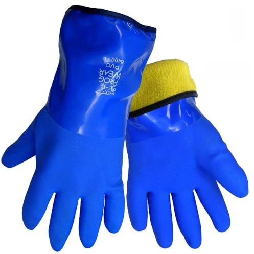 Frogwear 8490 Insulated & Waterproof Blue Tripple Dipped Work Gloves, Ultra Flexible, Chemical & Oil Resistant, Sizes M-XL (1 Pair) (Extra Large)