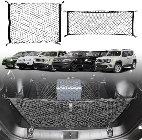 Envelope Style Trunk Mesh Cargo Net for Jeep Compass, Patriot, Renegade 2007-2025 Automotive Exterior Accessories - Premium Car Storage Organizers, Cargo Bed Net For Pickup Truck Smart Vehicle Storage
