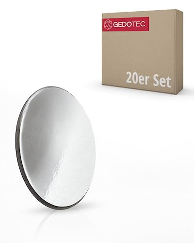 Gedotec Abdeckkappen für Schrauben Chrom D: 13 mm [SELBSTKLEBEND] 20 Stück Kunststoffkappen für Schrauben Abdeckkappen für Bohrlöcher I Schraubenabdeckung Holz I Schrauben Kappen für Schraubenköpfe