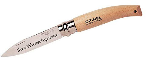 OPINEL Gärtnermesser, N° 8, mittelspitz, rostfrei, mit Namensgravur auf der Klinge