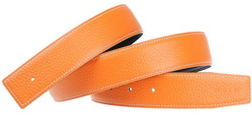 H Gürtel aus vollnarbigem Rindsleder Ersatz Gürtelriemen ohne Schnalle 38mm Breit Orange