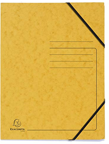 Exacompta - Ref 555419E - Förpackning med 5 tryckta mappar med resår utan flikar - 355 g/m² glansiga kortfickor - 24 x 32 cm för A4-dokument - gul - Arkiveringskapacitet 250 ark, ca 80 g