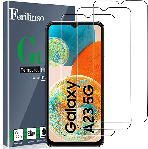 Ferilinso ,Samsung Galaxy M23 5G / A23 5G / A03S / A02S Panzer Schutz Glas Schutzfolie Displayschutzfolie [Kompatibel mit Handy Hülle] [9H Härte] [2.8D Rand] [Anti-Kratzen], 3 Stück (1er Pack)