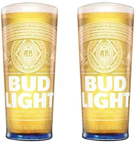 Budweiser Bud Light - Bicchiere da birra da mezza pinta, 2 pezzi
