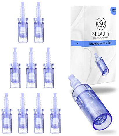 P-Beauty - Universal Nadelpatronen für A6 Dermapen Gerät - Microneedling mit Micronadeln für Hauterneuerung, Anti Aging, Aknenarben, Pigmentflecken - Geeignet für A6 Derma Pen Geräte - 10x 24-Pins