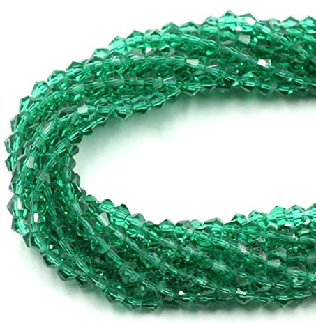 2mm 3mm 4mm 6mm 8mm Bicone Faceted Crystal Glass Loose Spacer Beads Wholesale Lot for Jewelry Making DIY Crafts Findings-Peacock Green,6mm (45pcs)