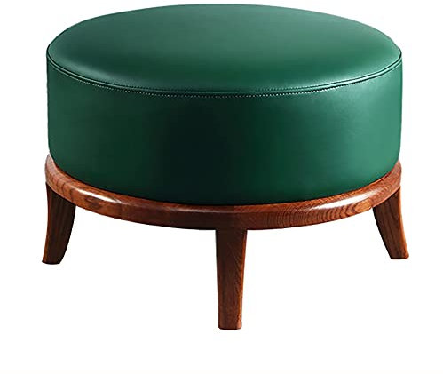W&X Ruhe Polsterhocker Multifunktions Accent Sitz Mit Massivholz Beine,Modernen Leder Sitzpouf,Premium Sitzhocker Sitzpouf Sofa Hocker Für Wohnzimmer-Rundes grün 41x41x32cm(16x16x13inch)