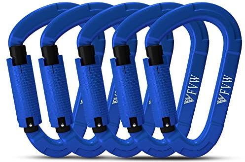 Karabiner Klettern Kletterausrüstung,5 Stück UIAA-Zertifiziert 25KN Auto Locking Kletterkarabiner Clips für Hängematten, Schaukel, Locking Hundeleine und Geschirr, Camping, Wandern & Utility (Blau)