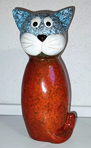 AngiesStrickZauber Dekofigur/Zaunfigur/Katze - Schlange - Frosch - Wurm/Dekoration/Keramik/Gartendekoration /