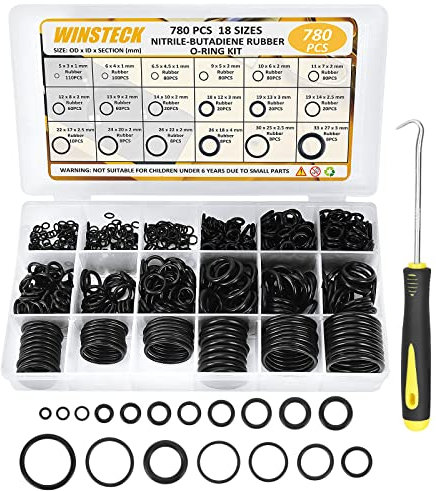 780 Stk Dichtungsringe Set O Ring Haken Werkzeug 18 Größen Dichtringe Flachdichtung Dichtungssatz Sortiment Mit 180° Pick Haken Werkzeug für Schlauch Wasserhahn Automobil Dichtungsreparatur