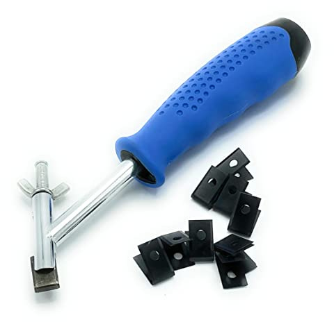 CCA Speed Groover with 10 U-blades for vinyl, PVC & linoleum welding | Designed for grooving vinyl, PVC and linoleum before welding, with a comfortable blue rubber handle for control.