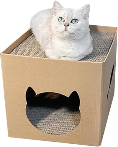 YAYY=Katzenhaus aus Karton – Kratzpolster und Schlafraum für Ihren Kater