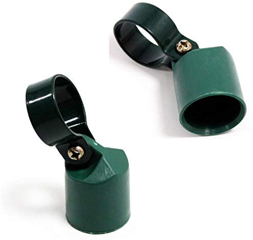 ESTEXO Strebenkappe Zaunstrebenkappe 2er Set mit Metallschelle für Ø 34 mm Zaunpfosten Zaun Drahtzaun Grün