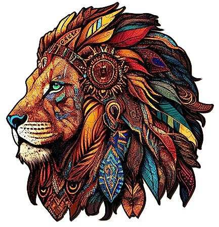 Holzpuzzle Erwachsene, 300 Teile Löwe Holz Puzzle Erwachsene, 40x37.7cm Wooden Puzzle, Unregelmäßige Einzigartige Puzzle, Holzpuzzle Tierform, Holz Puzzle Mit Geschenkbox Aus Holz