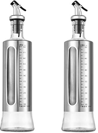 Distributeur D'huile 2 Pièces, Bouteille D'assaisonnement Visuel de 300 Ml Avec échelle, Récipient Visuel D'huile Et de Vinaigre Pour Buffet de Restaurant de Cuisine à Domicile