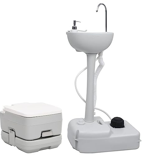 vidaXL Set Toilette da Campeggio Portatile e Supporto Lavamani
