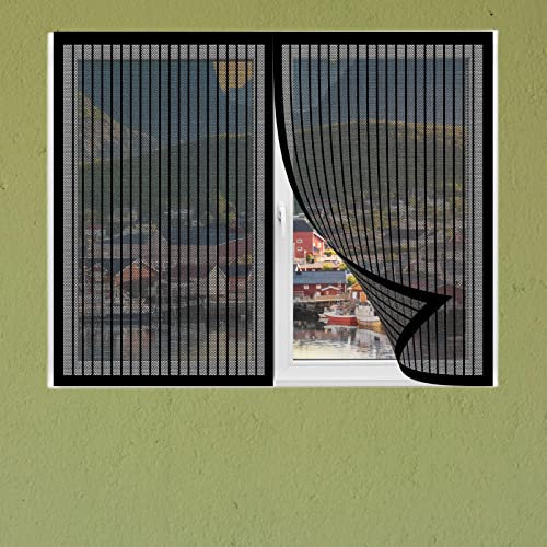 Mückenschutz Fenstergitter 95 x 80 cm Insektenschutz Fliegennetz Fenster-Fliegengitter Ohne Bohren für Dachfenster mit Reißverschluss, Schwarz
